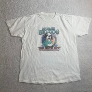 Vintage nurse big dogs men's‎ white tshirt 90s graphic L